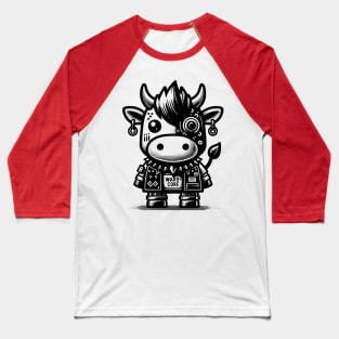 Gothic Punk Cow Baseball T-Shirt